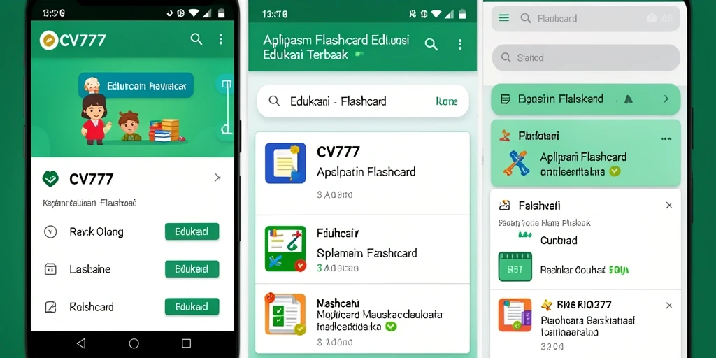 Tampilan menarik antarmuka CV777 dengan fitur Flashcard yang interaktif.