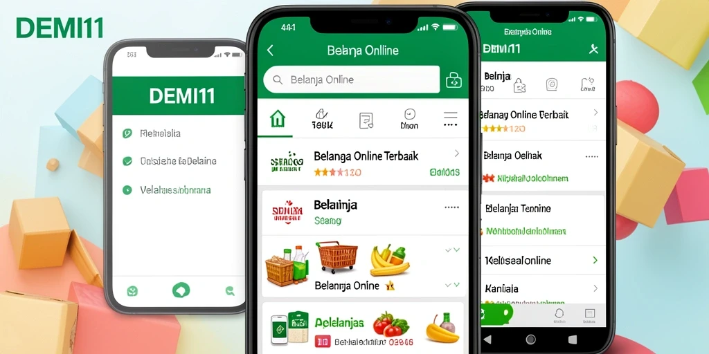 Tampilan antarmuka aplikasi DEMI11 yang memudahkan belanja online.