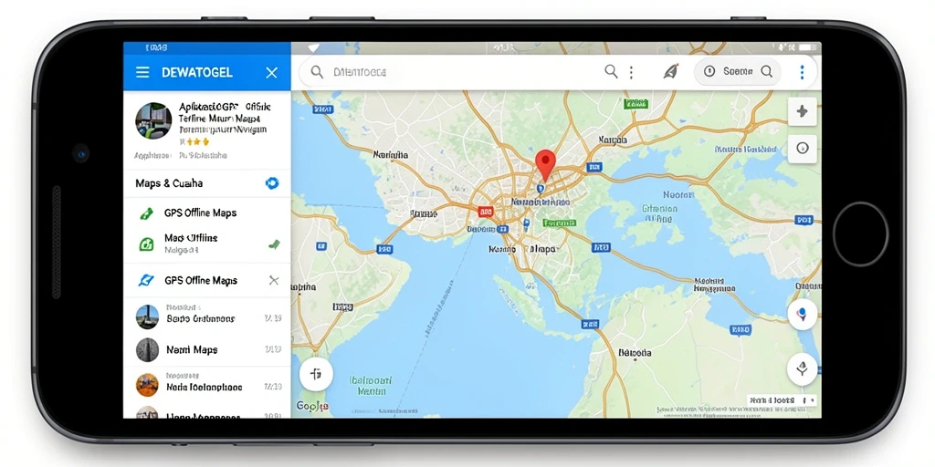 Tampilan antarmuka pengguna DEWATOGEL yang sederhana dan intuitif untuk GPS Offline Maps.