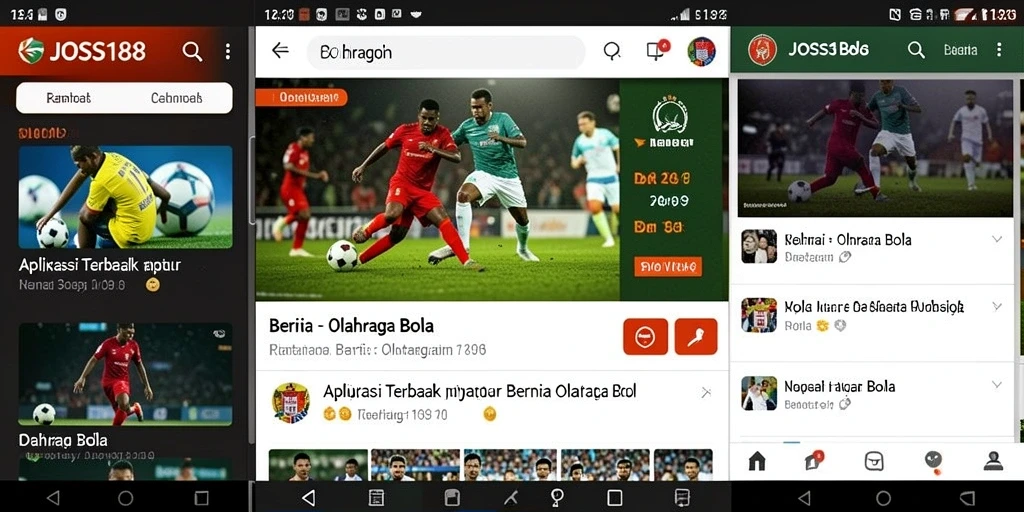 Tampilan antarmuka aplikasi JOSS188 untuk berita olahraga bola.