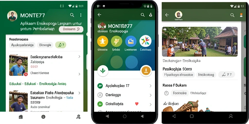 Tampilan antarmuka aplikasi MONTE77 yang informatif dan interaktif.