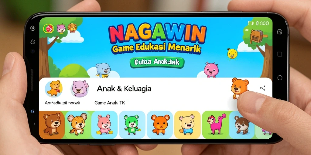 Antarmuka menarik dan interaktif NAGAWIN untuk Game Anak TK.