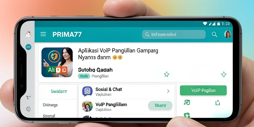 Antarmuka PRIMA77 yang user-friendly saat melakukan panggilan VoIP.