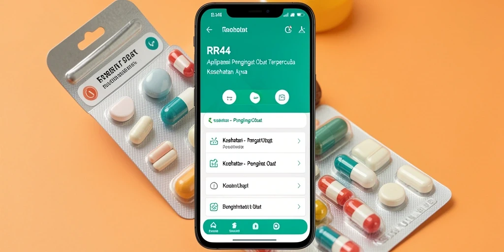 Antarmuka intuitif aplikasi Pengingat Obat RR44 yang mudah digunakan.