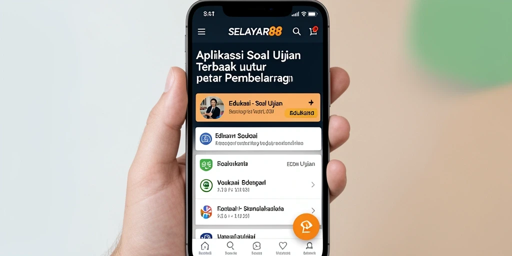 Tampilan antarmuka pengguna aplikasi Soal Ujian SELAYAR88 yang modern.