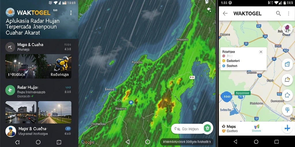 Tampilan antarmuka aplikasi WAKTOGEL dengan fungsi Radar Hujan.